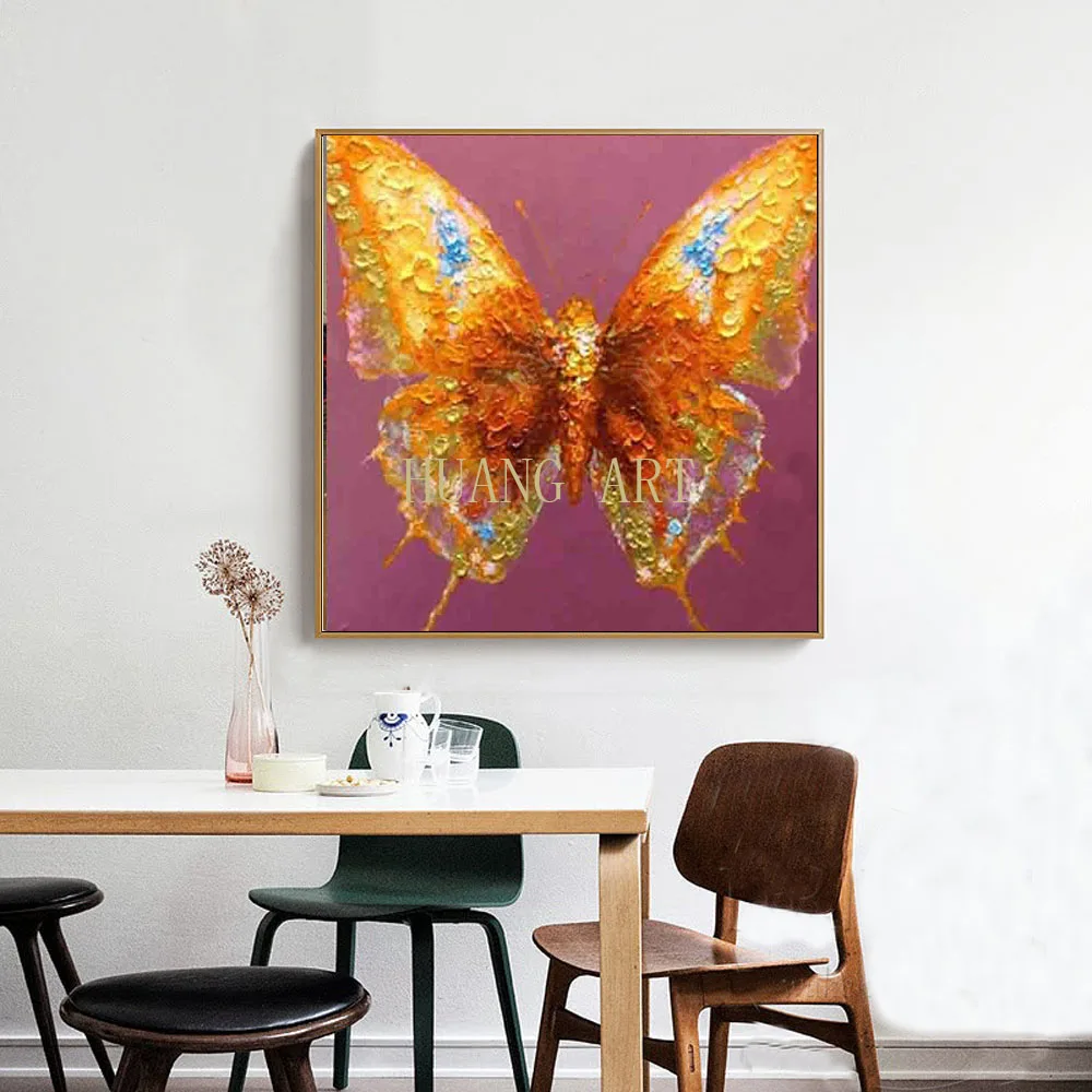 

Handpainted Abstract Colorful Rainbow Butterfly Art Oil Painting On Canvas Best Gift Home Decor Hang Animal Pictures Wall Art