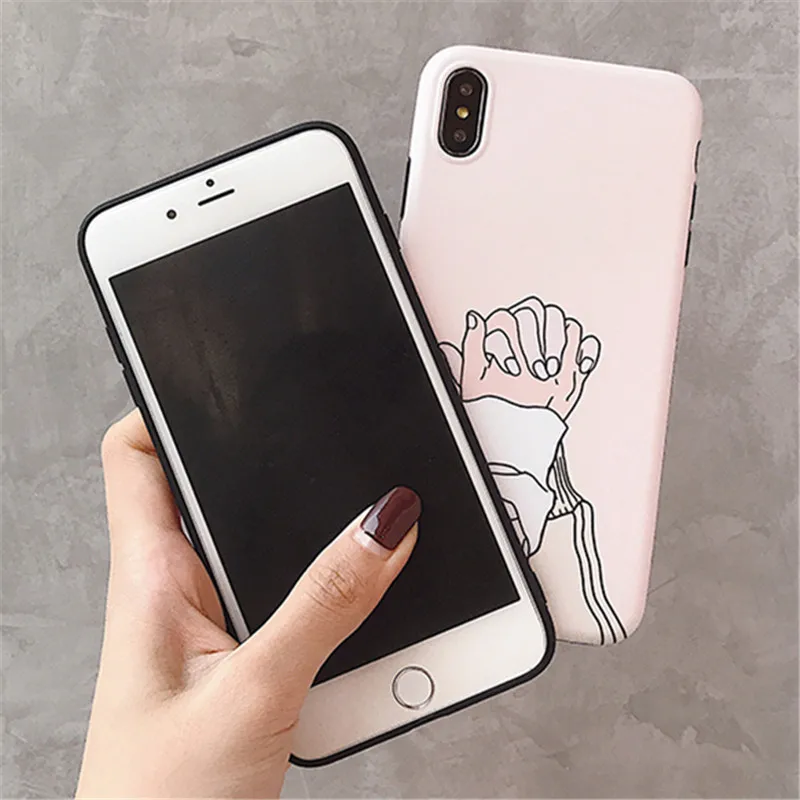 Holding hands Matte Flower Phone Case For iPhone XS max XR X 6 6S 7 8 Plus Cases Lotus leaf Luxury IMD Back Cover |