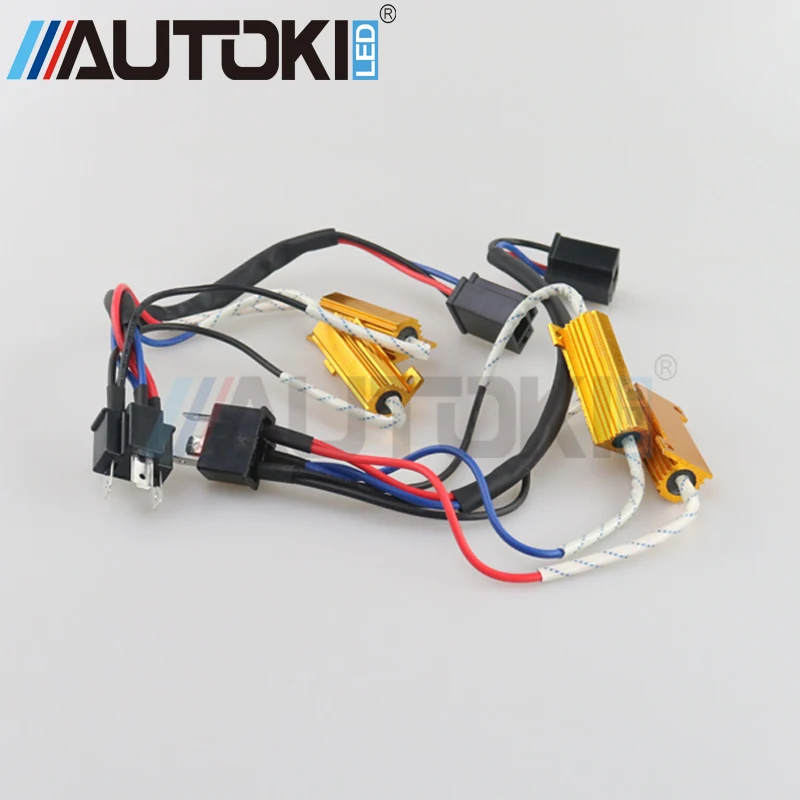 

Free Shipping 2pcs H4 High/Low Beam LED Light Fog Xenon HID No Error Load Resistor Wiring Harness Adapter