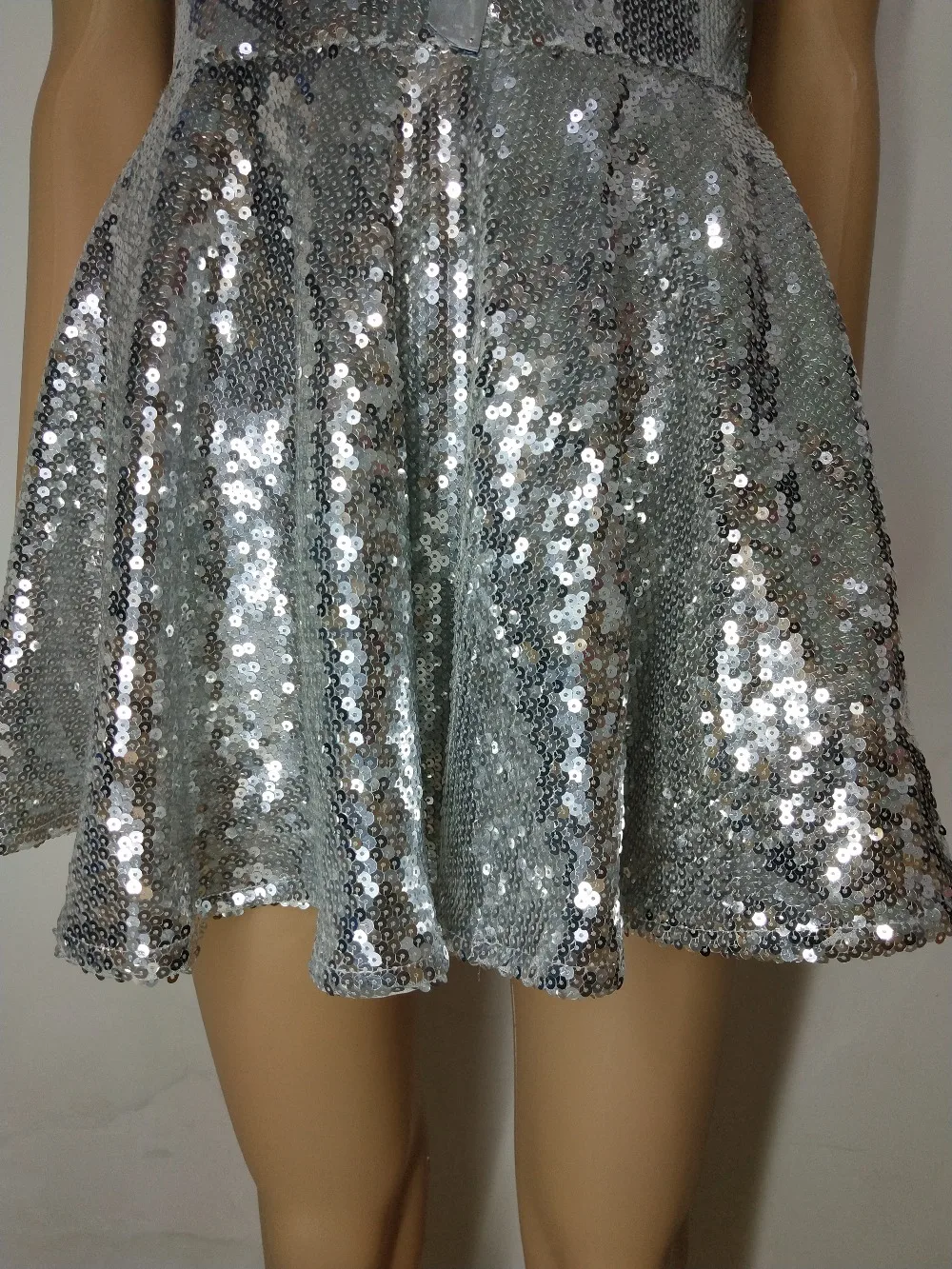 Сексуальное серебристое платье с зеркальными блестками вечерние платья для