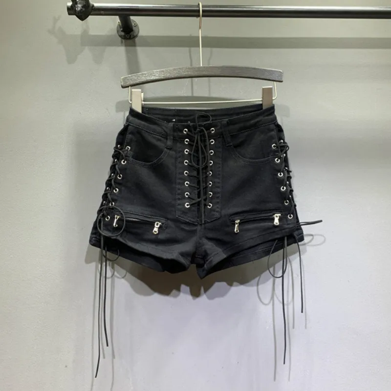 Neploe Высокая талия Свободные женские шорты Твердые Drawstring модные короткие мягкие повседневные Прямые джинсы шорты Лето 45423
