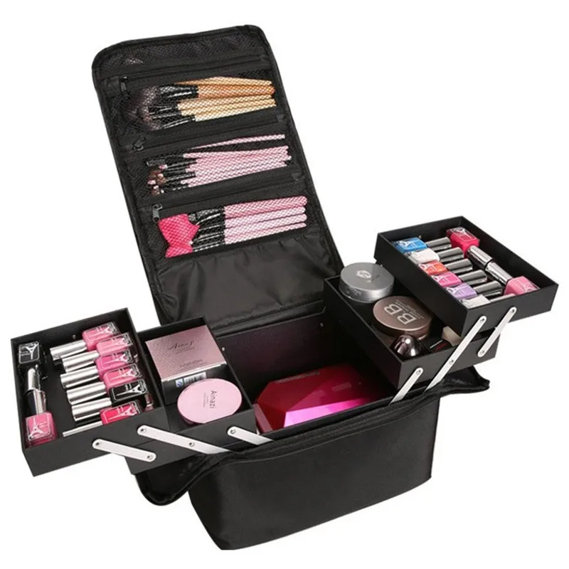 Professional makeup suitcase bags portable canvas tote travel toolbox handbag cosmetic storage tool bag waterproof luggage box