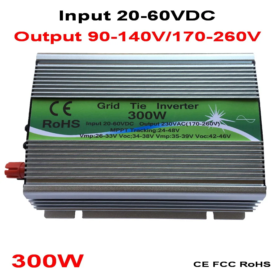 

300W Grid Tie Inverter MPPT Function 20-60VDC input 110V 230VAC Micro Grid Tie Pure Sine Wave Inverter 20V 60V to 110V 220V