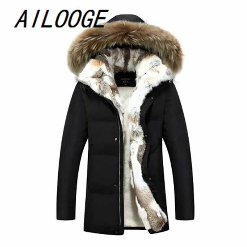 Мужской пуховик с меховым воротником теплая парка Повседневная зимняя куртка 2021