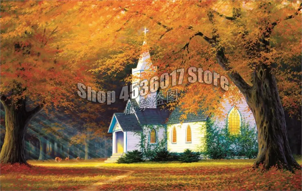 Diy алмазная живопись церкви в Glen Fall Ландшафтная мозаика с бриллиантами 5D