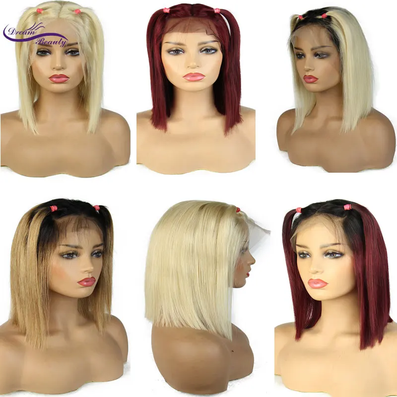 Dream beauty 613 парик из натуральных волос бразильские волосы Remy Омбре блонд Короткие