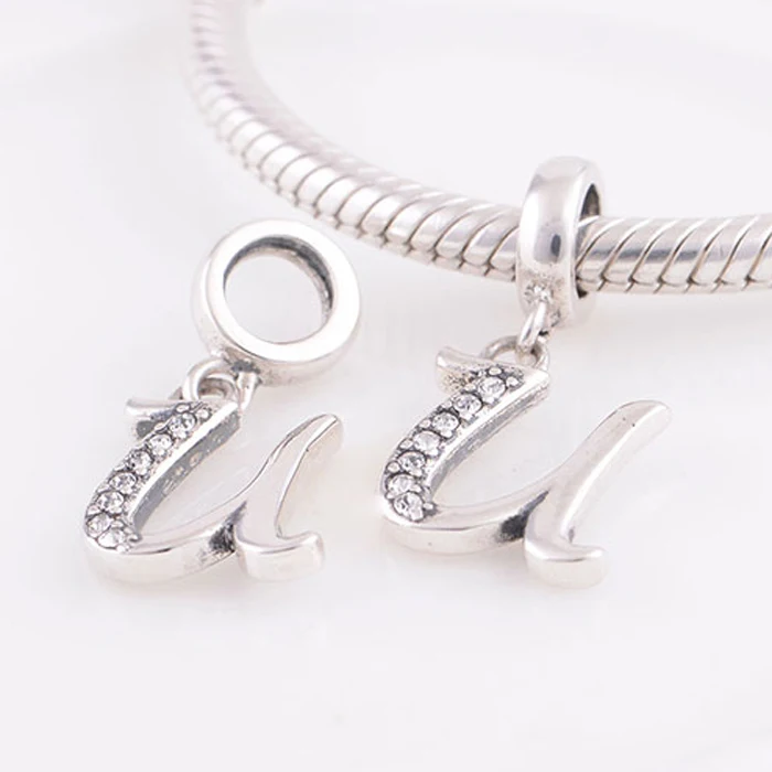 Аутентичные серебряные бусины 925 пробы Алфавит буквы U Шарм Подвесные