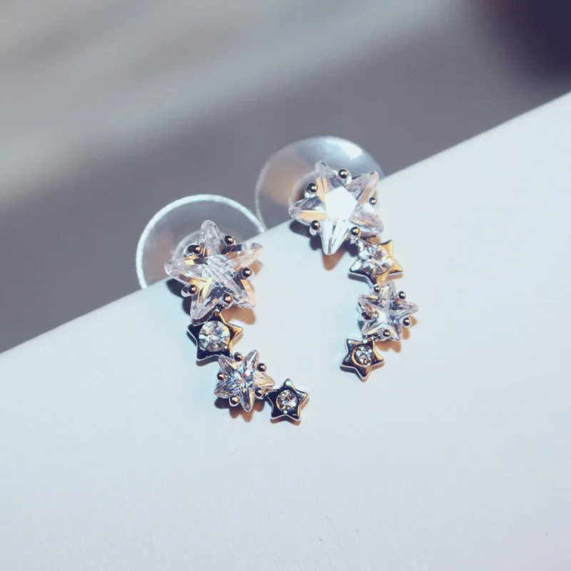 S.vex Fashion Jewelry Cute Earrings for Women Silver Crystal Stars High Quality CC Earring Wedding Pendientes | Украшения и