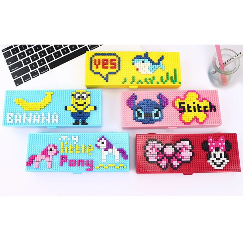 1 шт. креативные Детские сборные пластиковые строительные блоки пенал DIY