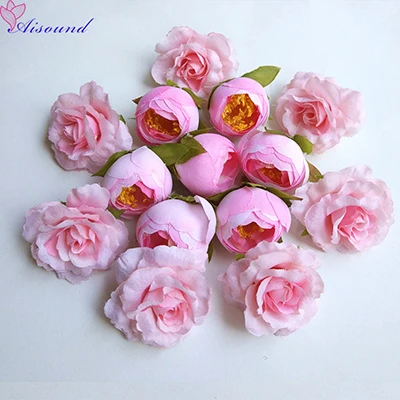 Pink A 14 шт. искусственные шелковые розы цветы головы искусственная Камелия как DIY ремесло поставки венок свадебное украшение Флорес искусственное - Цвет: Pink A