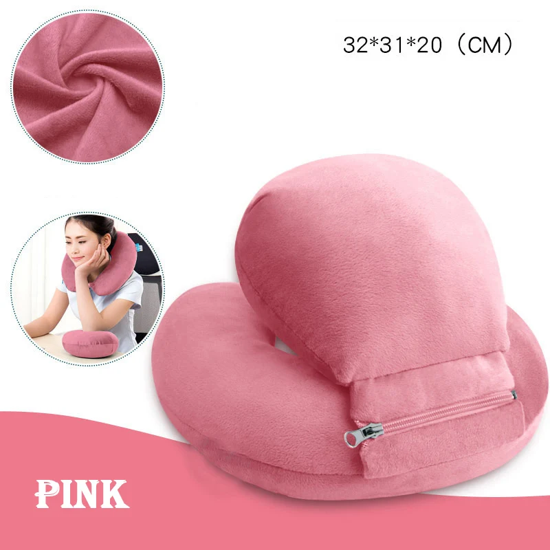 Pink PP Хлопок u-образная дорожная подушка для самолета подушка для шеи офисная автомобильная Массажная подушка самолет поддержка сна шейки мягкие подушки - Цвет: Pink