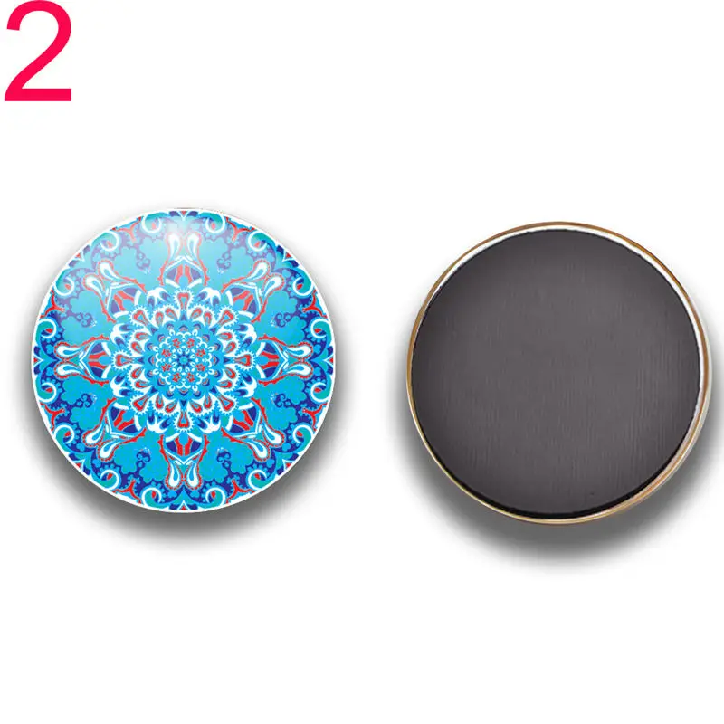 2019 New 5pcs Mandela Fridge Magnet Souvenir 30MM Flower Glass Cabochon Note Holder Magnetic Refrigerator Stickers | Дом и сад