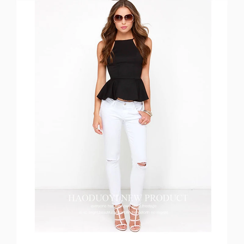 Новинка 2019 года модное сексуальное с бретелей через шею топ на молнии сзади