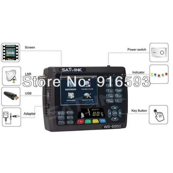 100% Оригинальный SATLINK WS 6950 Satlink 3 5 &quotTFT ЖК цифровой спутниковый сигнал|finder meter|finder