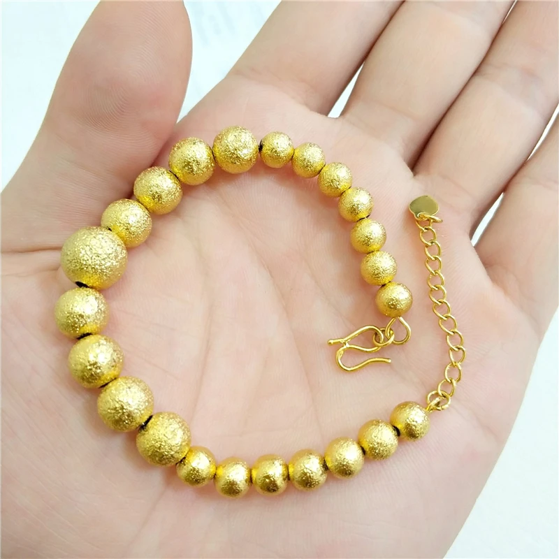 Браслеты желтого и золотого цвета для женщин Шариковые бусины Женская цепочка