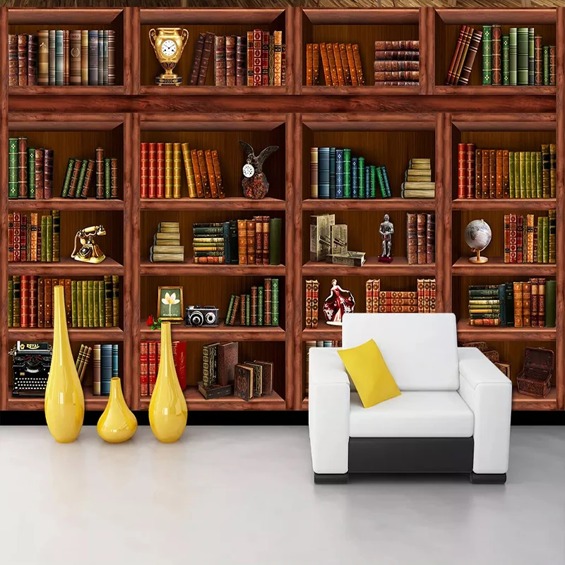 Пользовательские 3D фото обои Papel де Parede Фреска Ретро книжный шкаф книжная полка 3D гостиная фон настенная живопись украшение дома