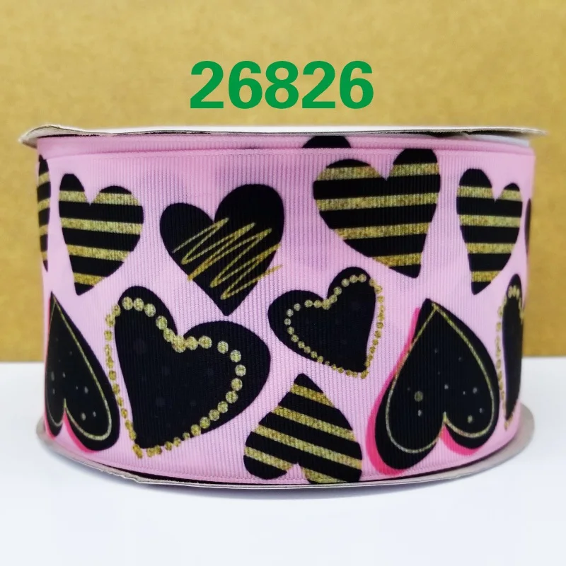 26826 50 ярдов мультфильм напечатанный grosgrain ленты 26818 - Цвет: 26826