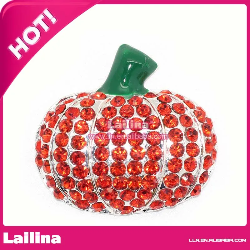 

Chunky Necklace Animal Charms,Cute Rhinestone pumpkin Pendant for Halloween