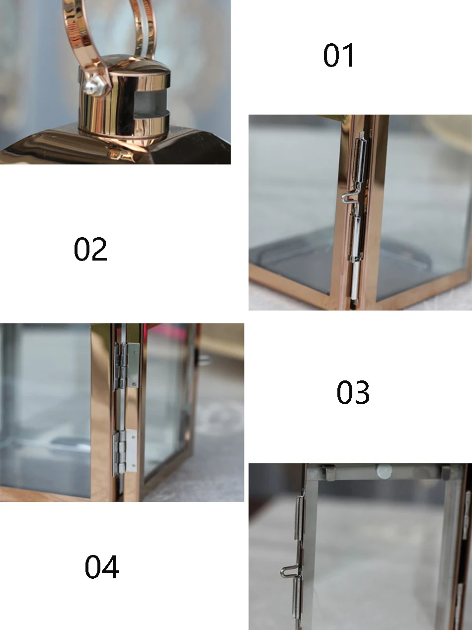 Nordic Lantern Candle Holder Rose Gold Stainless steel Candlestick Glass wind lamp candle holder Home Party Decoration Gift