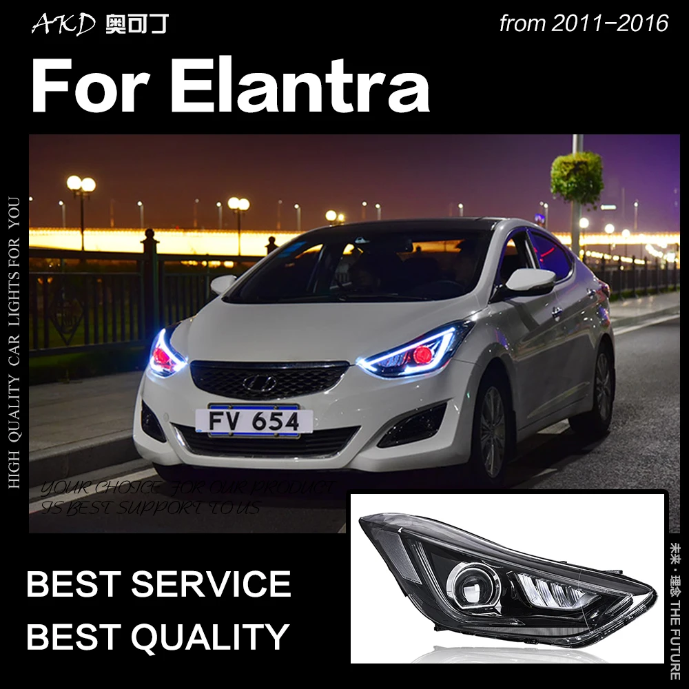 AKD автомобильный Стайлинг Головной фонарь для hyundai Elantra СВЕТОДИОДНЫЙ Фонарь 2011- светодиодный дальнего света светодиодный сигнал DRL Hid Bi Xenon автомобильные аксессуары