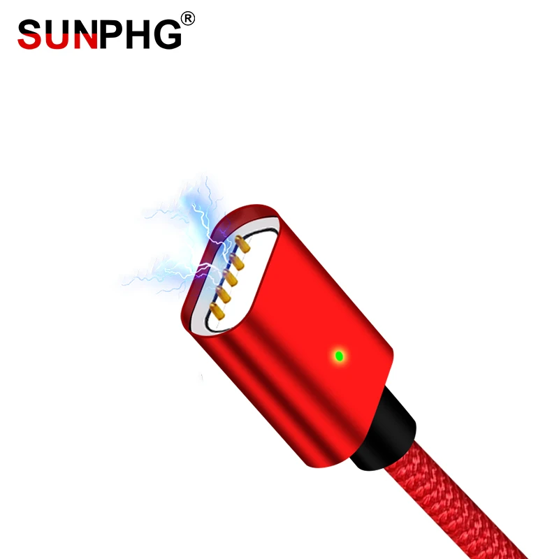 Магнитный кабель SUNPHG 2 м для iPhone Samsung Xiomi Android Type c Line нейлоновый провод зарядное