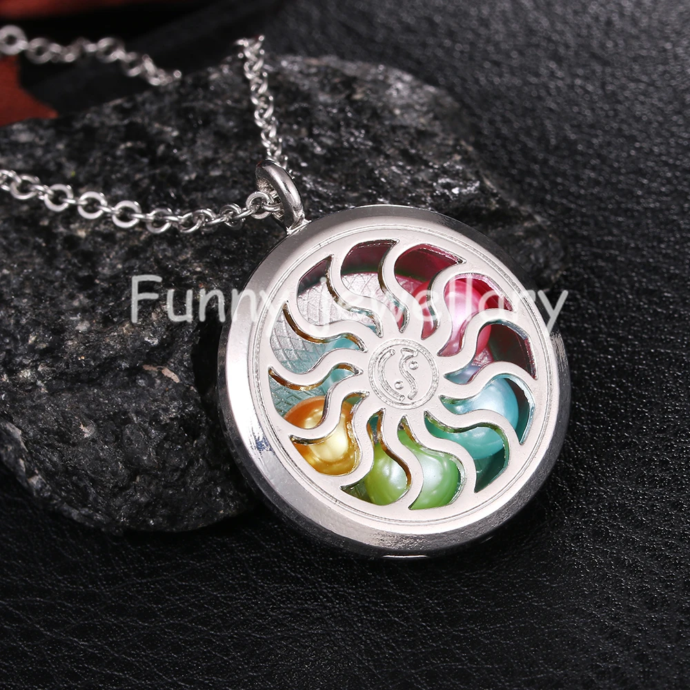 Yoga Chakra Pearl Cage Locket Pendant Necklace Living Memory Floating Charms Aroma Essential Oil Diffuser Gift | Украшения и