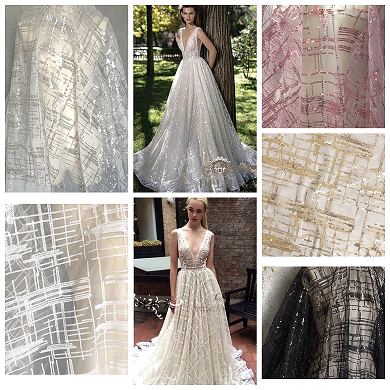 

Прозрачная кружевная ткань для свадебного платья, 5 цветов, 3Y/лот