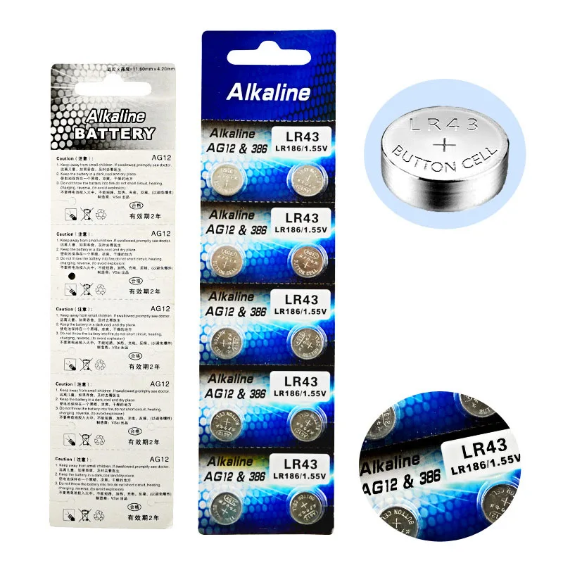 Новинка 10 шт./лот LR43 AG12 батарея для монет 386A SR43 186 LR1142 1 55 в электронные Литиевые