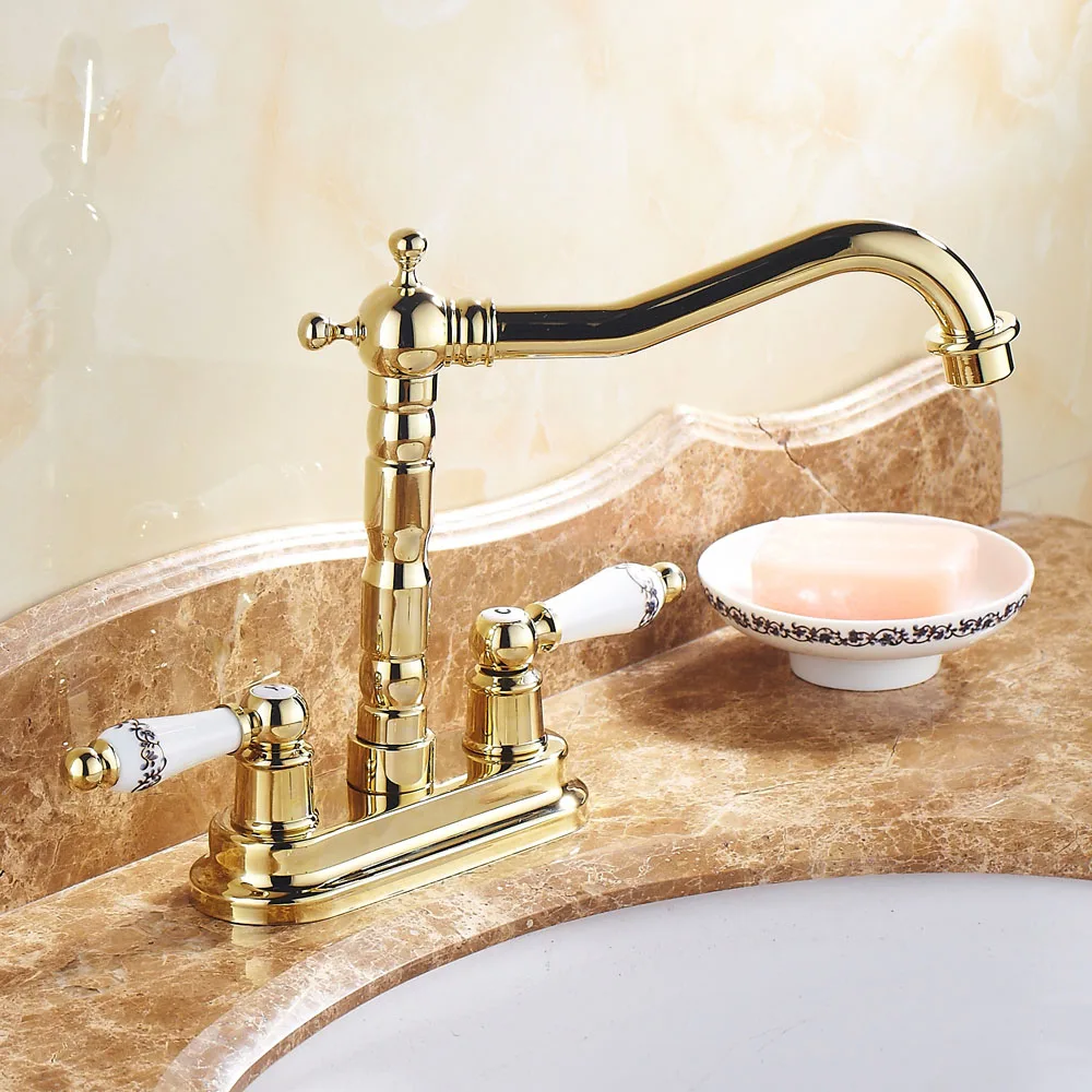 MTTUZK Европейский позолоченный латунный на бортике двойной керамики Крест Ручки