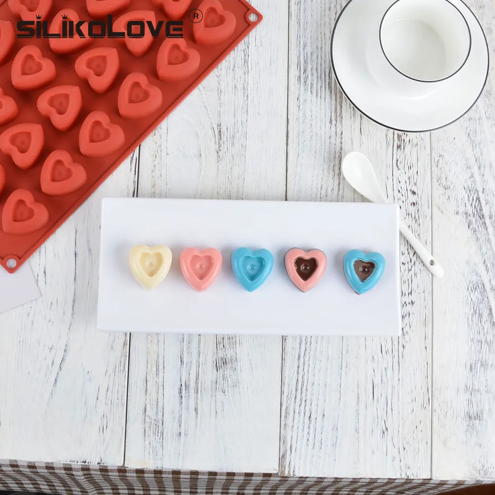 SILIKOLOVE 24 полостей силиконовые формы для шоколада 3D формы сердца формы для выпечки инструменты для украшения конфет формы