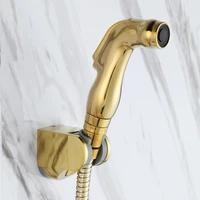 luxury gold abs plastic toilet hand held bidet set diaper sprayer shower shattaf bidet spray douche kit jet with holder hose