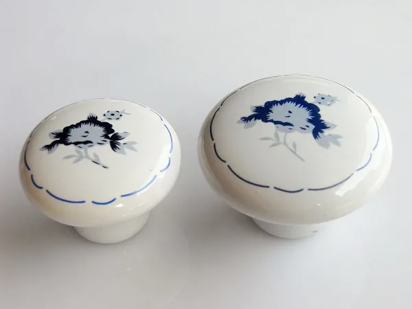 Мебельная фурнитура керамические синие и белые фарфоровые ручки для шкафа