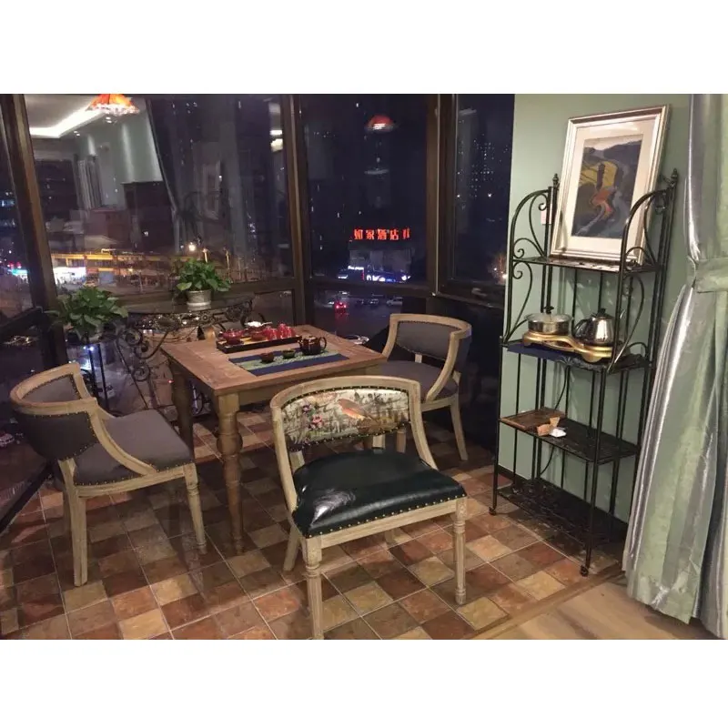 Американский обеденный стул в стиле кантри Европейский ретро из старой кожи