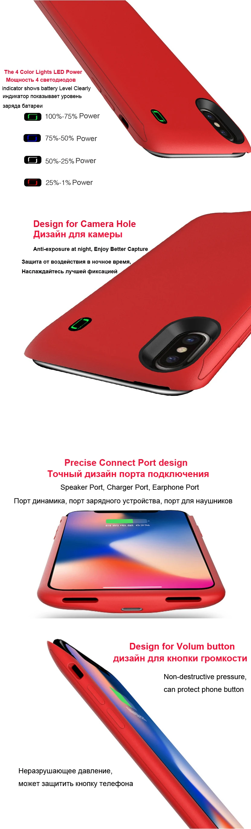 Портативное зарядное устройство 4000 мАч, чехол для iphone X, Внешнее зарядное устройство, чехол для iphone X
