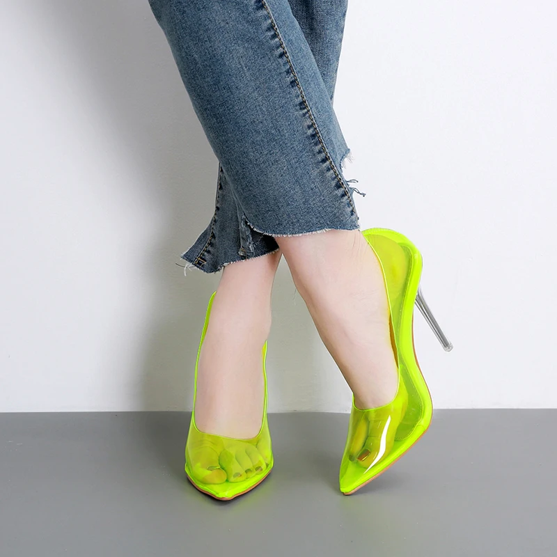 Лидер продаж женские туфли лодочки ярких лимонно зеленых цветов Летние