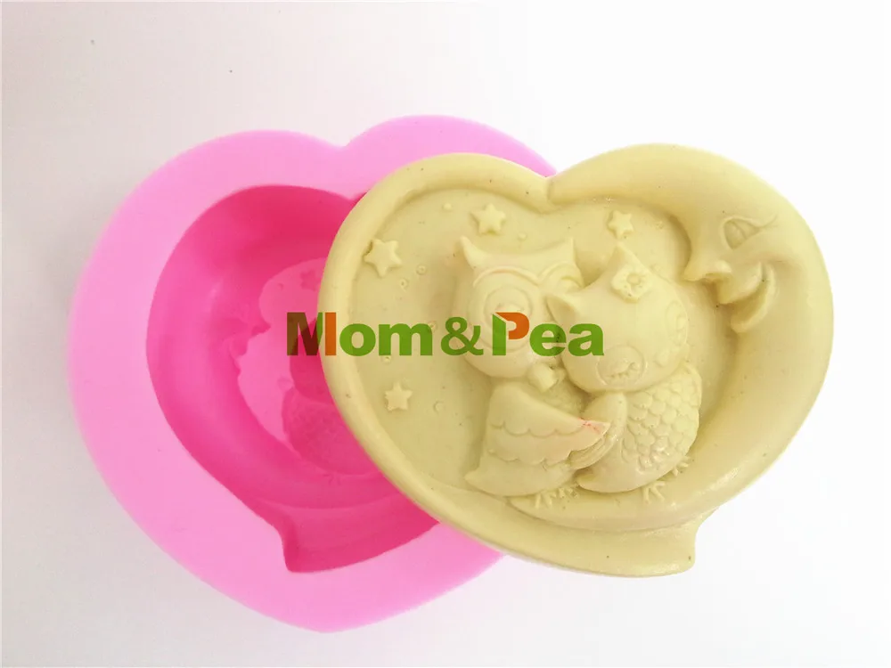 Mom&ampPea 0009 Free Shipping Owls Love Shaped Silicone Soap Mold Cake Decoration Fondant 3D Food Grade Mould | Дом и сад