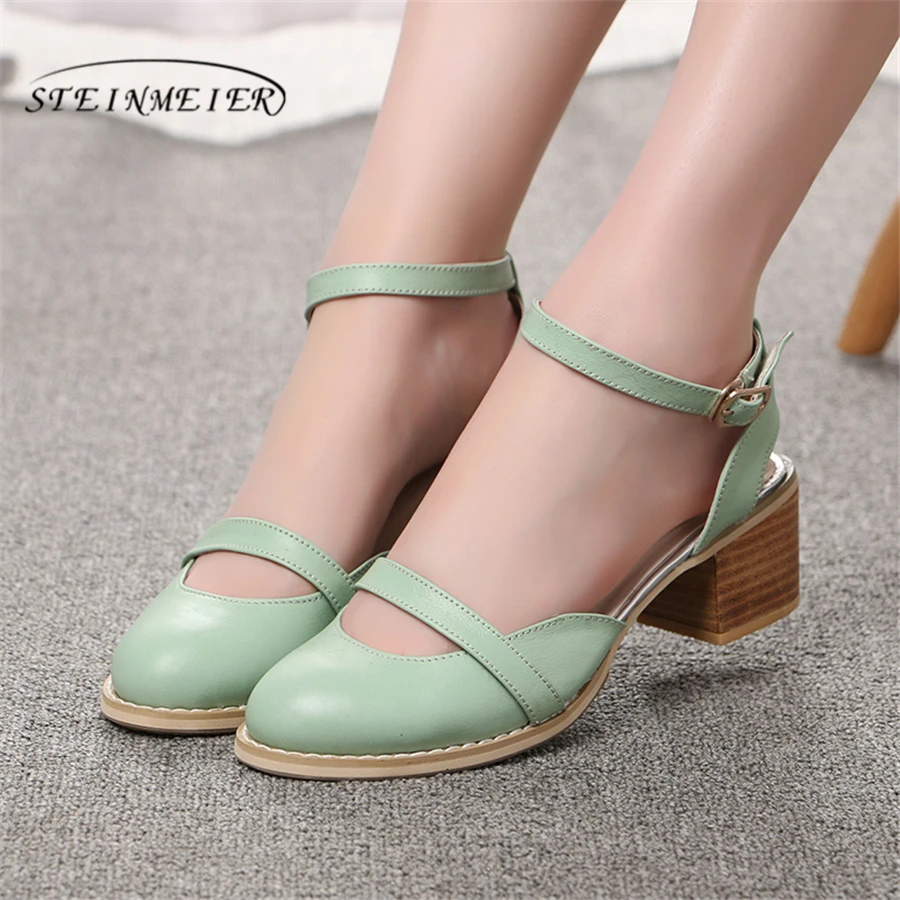 

Женские босоножки оксфорды, винтажные туфли из натуральной кожи, на высоком каблуке, сандалии-гладиаторы, летние сандалии на платформе для ...