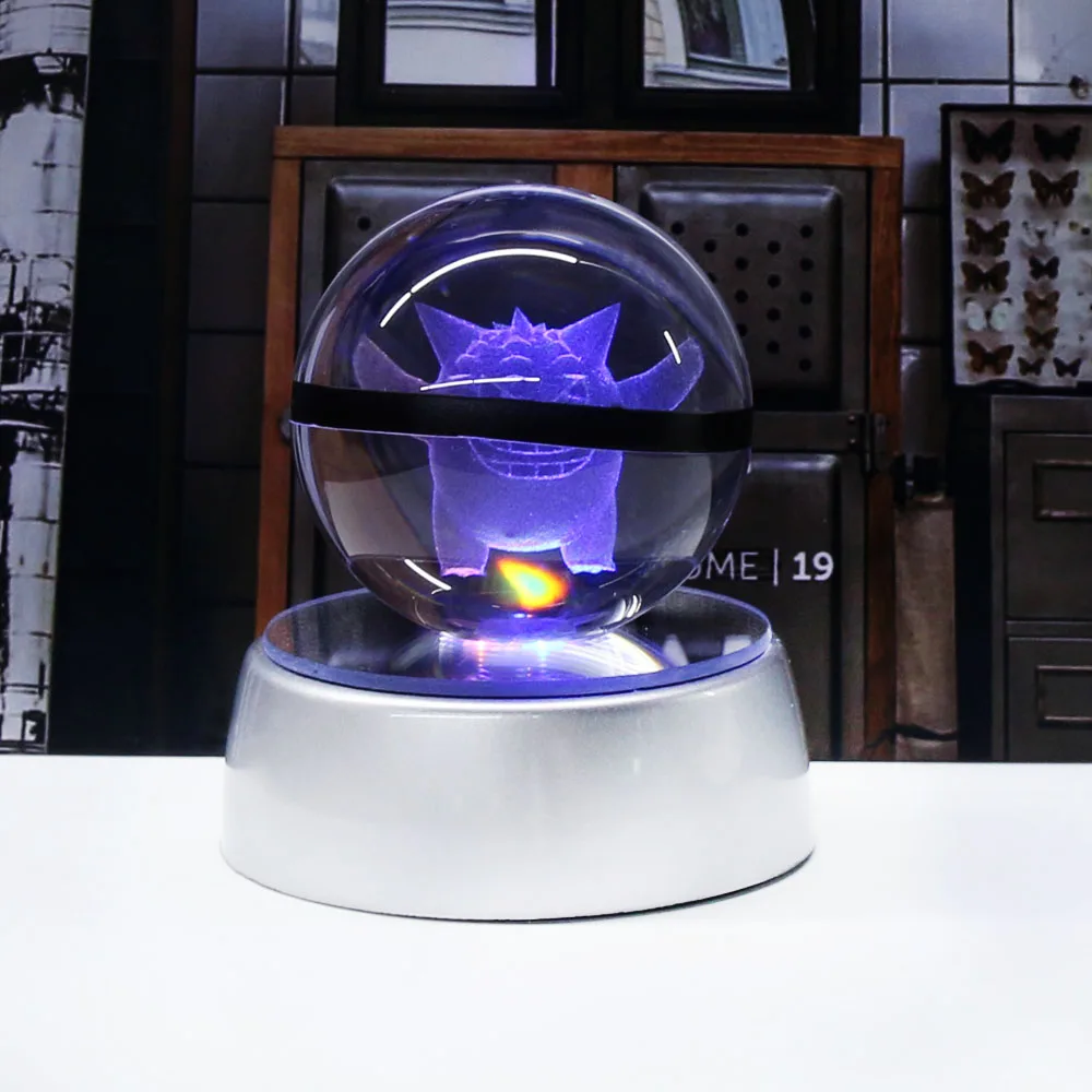 Хуэй Юань Gengar Кристалл Pokeball Poke ball 5 см Диаметр клетки кнопки питание 3D ночь