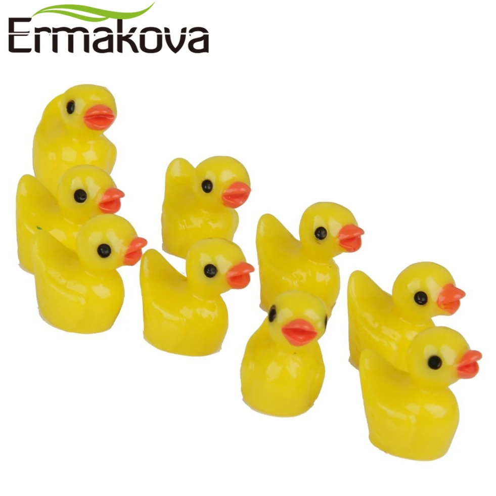 ERMAKOVA 50 шт./лот 18*15 мм Полимерная мини желтая утка фигурка животное миниатюрный