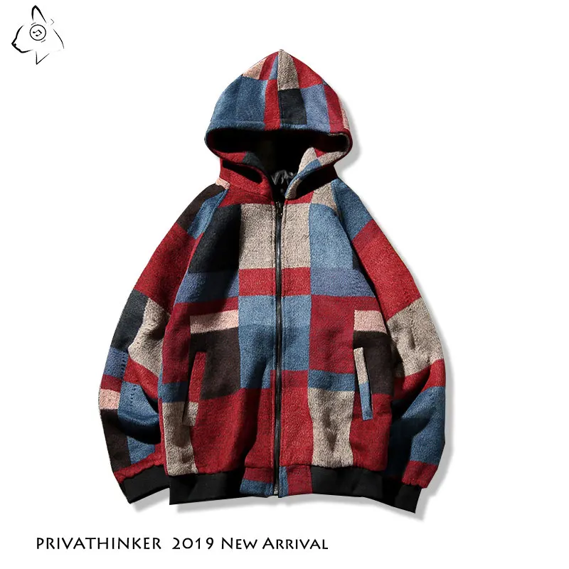 Privathinker осенние мужские клетчатые куртки 2019 корейские шерстяные пальто Теплые с