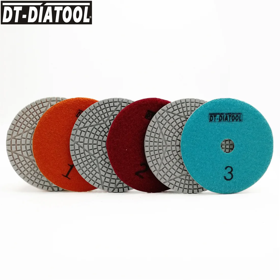DT-DIATOOL 2 комплекта/6 шт диаметр 100 мм/4 &quot3 шага влажные Алмазные полировальные