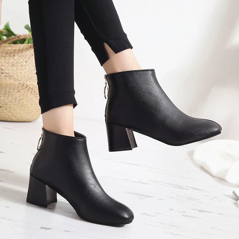 Size35 40 2018 Новые Модные ботильоны Для женщин сапоги Осенняя обувь на молнии женские