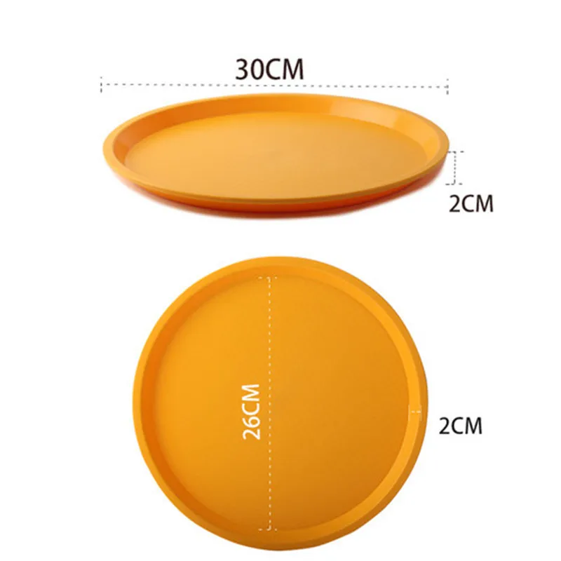 Yellow 30cm Нескользящий пластиковый круглый черный коричневый зеленый желтый цвет Фруктовая тарелка чай фаст-фуд поднос детский сад отель посуда поднос - Цвет: Yellow 30cm