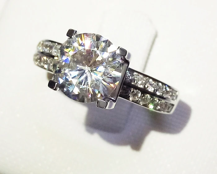 Женское кольцо из белого золота с фианитом 2 карата|engagement wedding ring|jewelry ringswedding rings for