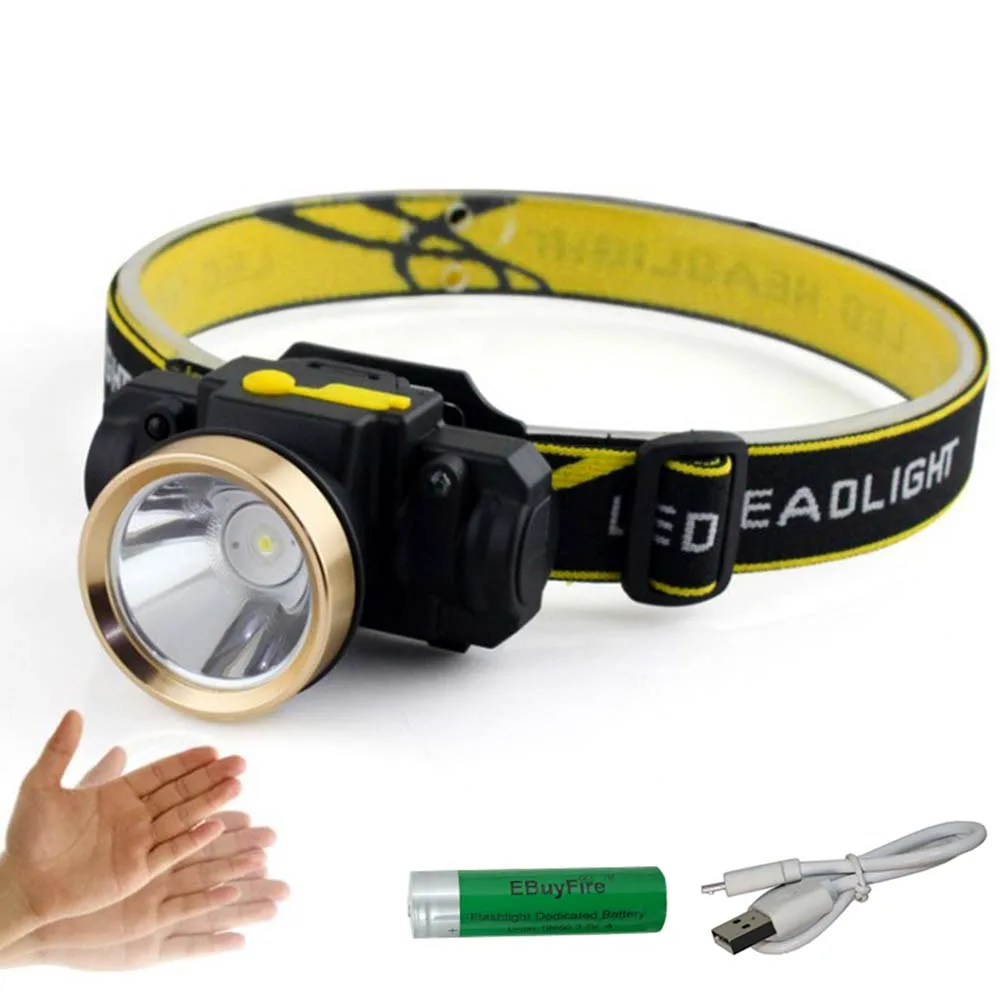 Светодиодный водонепроницаемый налобный фонарь с зарядкой от USB для