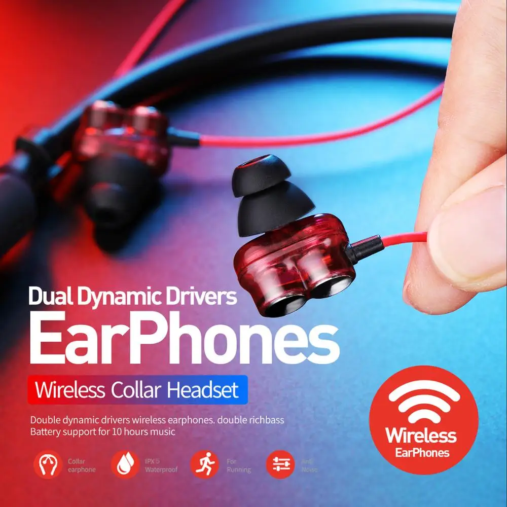 OwnFone BX345 Беспроводная Bluetooth гарнитура 4 динамические шейные спортивные наушники 150