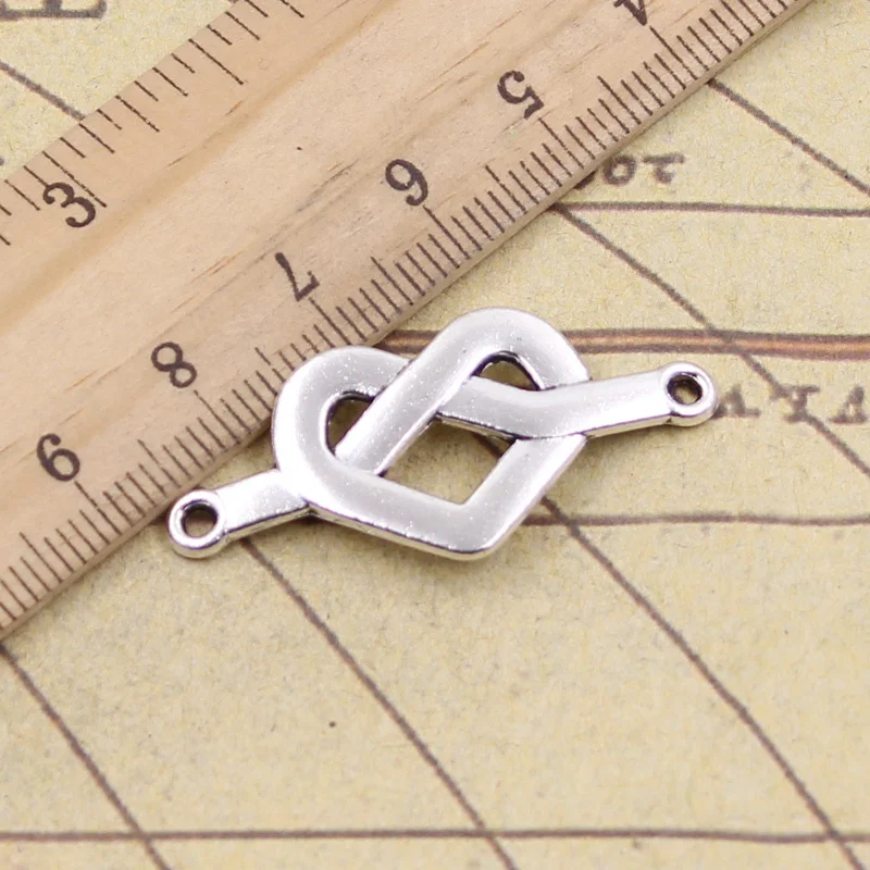 

15pcs Charms Heart Link Knot Connector 38x17mm Antique Silver Color Pendants Making DIY Handmade Tibetan Finding Jewelry