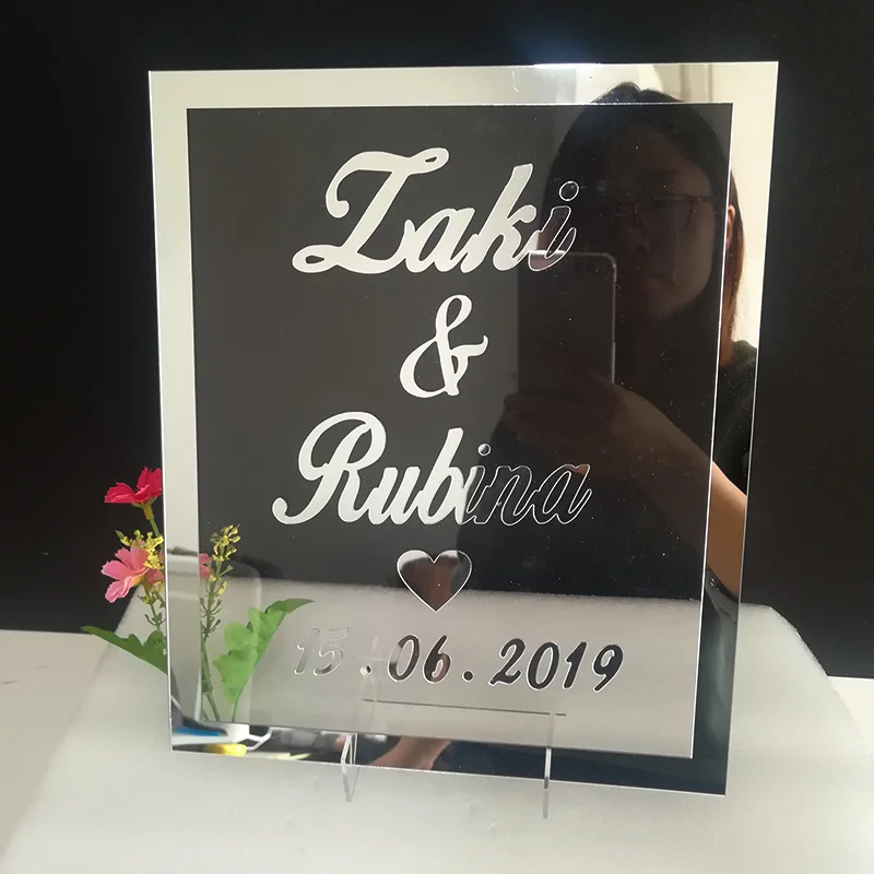 Персональное свадебное Имя Зеркало акриловая рамка названия добро пожаловать гости знаки слова Свадебная вечеринка Декор пользу