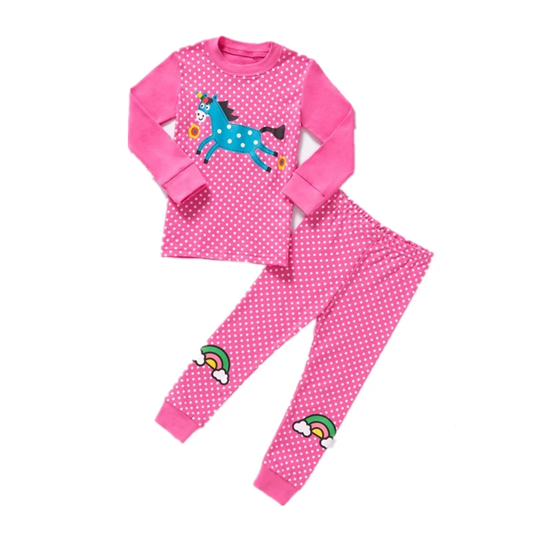 2018 Casual Pajamas For Girls Tracksuit Cotton Cartoon Print T-shirt+Pants Kids Suits Infant Home Sleepwear Children Clothing | Детская