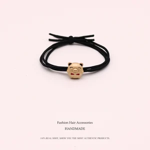 Резинки для волос Euhra из Золотого Сплава Женские, милые эластичные аксессуары для волос с милым мультяшным котом, головой оленя, Сика, олень, свинья